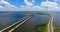 Beautiful day over interstate 10 bridge on Mobile Bay