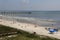 Beautiful day at the shore, with beachgoers enjoying the sunshine,Jax Beach,Florida,2015