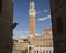 Beautiful day in Siena Piazza del Campo the Tower of Palazzo Ravizza Front side