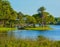 A beautiful day for a walk and the view of the wood bridge to the island at John S. Taylor Park in Largo, Florida.