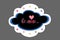 Beautiful decal lettering be mine with heart and dashed stroke inside black cloud with color stars. Vector illustration.
