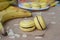 Beautiful decoration, yellow cookies and bananas