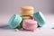 Beautiful decorative pastel colored French macaroons