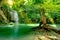 Beautiful deep forest pond in Erawan National Park, Kanchanaburi, Thailand