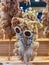 Beautiful Deep-fried squid on skewers wear eyeglasses, toys, and ornaments to make it stand out and attract customers. Decoration