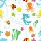 Beautiful deep sea wonder vector seamless pattern