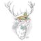 Beautiful deer in the captain`s cap, glasses and tie. Vector illustration for a card or poster. Print on clothes and accessories.