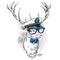 Beautiful deer in the captain`s cap, glasses and tie. Vector illustration for a card or poster. Print on clothes and accessories.