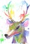 Beautiful deer head. Watercolor illustration