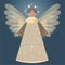 Beautiful and delicate Christmas angel with wings in warm golden shades