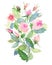 Beautiful delicate tender cute elegant lovely floral colorful spring summer pink and red roses with buds and leaves bouquets patte