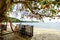 Beautiful delightful incredible tropical beach, beach bar on a tropical island, vacation and travel concept