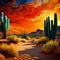 Beautiful desert landscape with plants - ai generated image