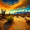 Beautiful desert landscape with plants - ai generated image