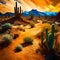 Beautiful desert landscape with plants - ai generated image