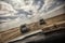 A beautiful desert ride on a jeep in the sand dunes in the Sahara desert