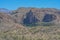 Beautiful desert rock formations line this secluded, Canyon Lake in Tortilla Flat, Tonto National Forest, Arizona