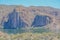 Beautiful desert rock formations line this secluded, Canyon Lake in Tortilla Flat, Tonto National Forest, Arizona