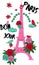 Beautiful design bonjour paris related graphic elements. Illustration in vector format