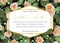 Beautiful designer flower card, wedding invitation, certificate, label, festive menu. Cream roses with leaves, eucalyptus, wax fl