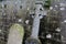 Beautiful detail in old Celtic cross and gravestone