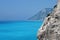 Beautiful detail of a rock with the sea of Porto Katsiki as a background