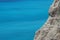 Beautiful detail of a rock with the sea of Porto Katsiki as a background