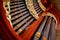 Beautiful detail of a wind organ as a religious musical instrument