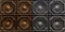 Beautiful detailed closeup view of dark bronze and silver color interior ceiling tiles, luxury background