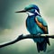Beautiful detailed kingfisher in rich colors - ai generated image