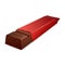 Beautiful detailed porous chocolate bar in red glossy wrap.