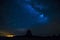 Beautiful devil tower at night with milkyway in the clear sky. wyoming,usa