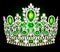 beautiful diadem crown female with emeralds on a dark background