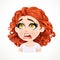 Beautiful dissatisfied cartoon brunette girl with dark red hair portrait