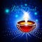 Beautiful diwali diya in shiny glowing blue color backgro