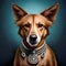 Beautiful dog wearing jewelry illustration - ai generated image
