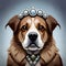 Beautiful dog wearing jewelry illustration - ai generated image