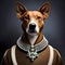 Beautiful dog wearing jewelry illustration - ai generated image