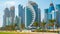 Beautiful doha city with many landmark towers , view from the corniche area