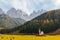 Beautiful Dolomites, Odle mountain range, Seceda mountains near the village of Santa Maddalena, Trentino Alto Adige province, Val