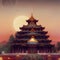 beautiful domed budhist temple city in the moon