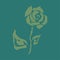 Beautiful dotty sketch, rose flower on a green background