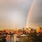 Beautiful double rainbow over victoria island canada