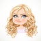 Beautiful doubt cartoon blond girl with magnificent curly hair portrait