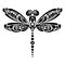 Beautiful dragonfly tattoo. Artistic pattern in