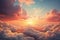 Beautiful Dramatic Cloudscape with Cumulus Clouds in the Sky and Sunlight at Sunset