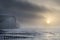 Beautiful dramatic foggy Winter sunrise Seven Sisters cliffs lan