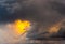 Beautiful dramatic stormy clouds at sunset. Cumulonimbus cloud