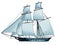 Beautiful drawing of a sailing boat. Close-up