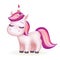 Beautiful dreaming fairytail magic animal cute long eyelashes unicorn cartoon girl isolated 3d design vector